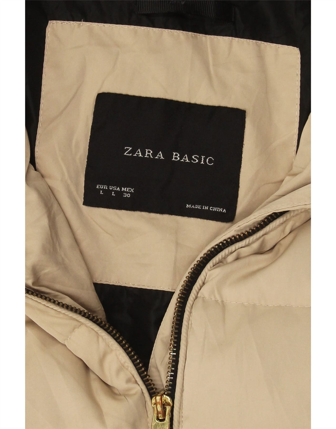 Casaco acolchoado feminino ZARA UK 16 grande bege