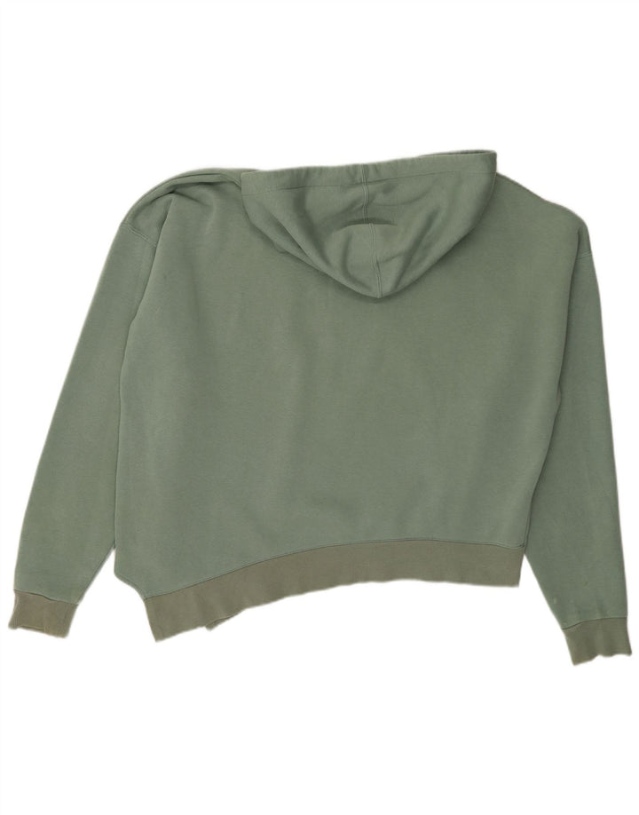 Suéter Reebok feminino crop assimétrico com capuz UK 12/14 algodão verde médio