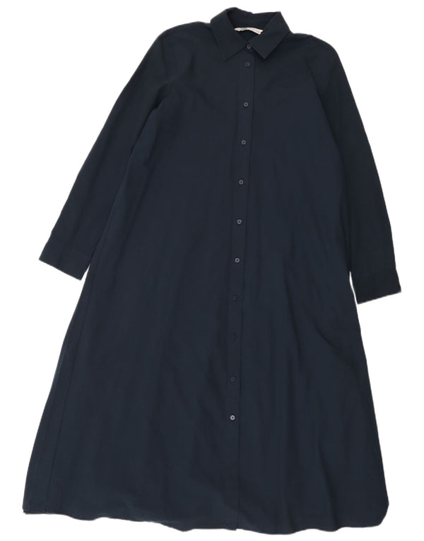 Vestido camisa oversized feminino Zara Reino Unido 6 XS azul marinho poliéster
