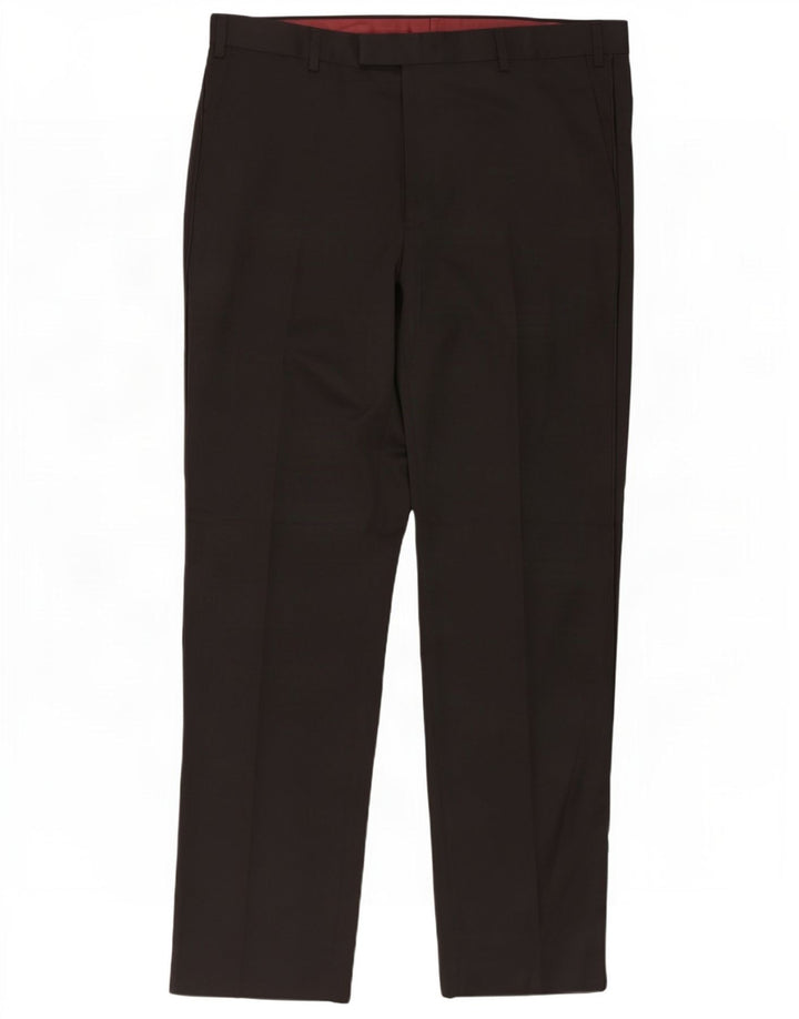 Calça masculina de terno regular Marks & Spencer W38 L31 poliéster preto