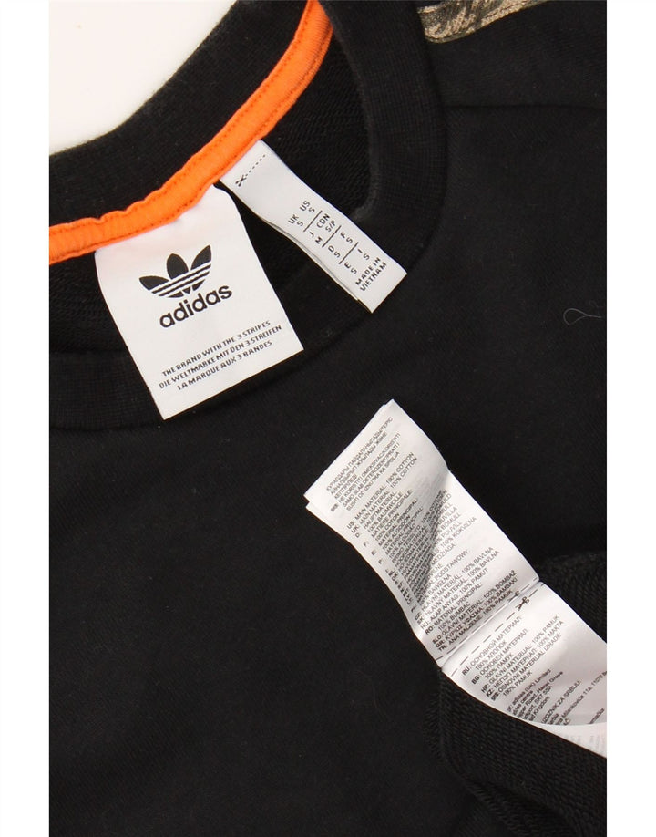 ADIDAS Mens Moletom Jumper Pequeno Algodão Preto