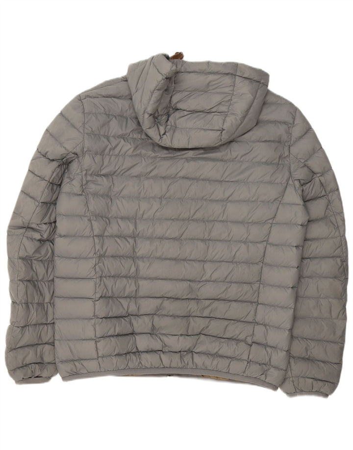 Jaqueta masculina acolchoada com capuz Massimo Dutti UK 42 XL cinza nylon