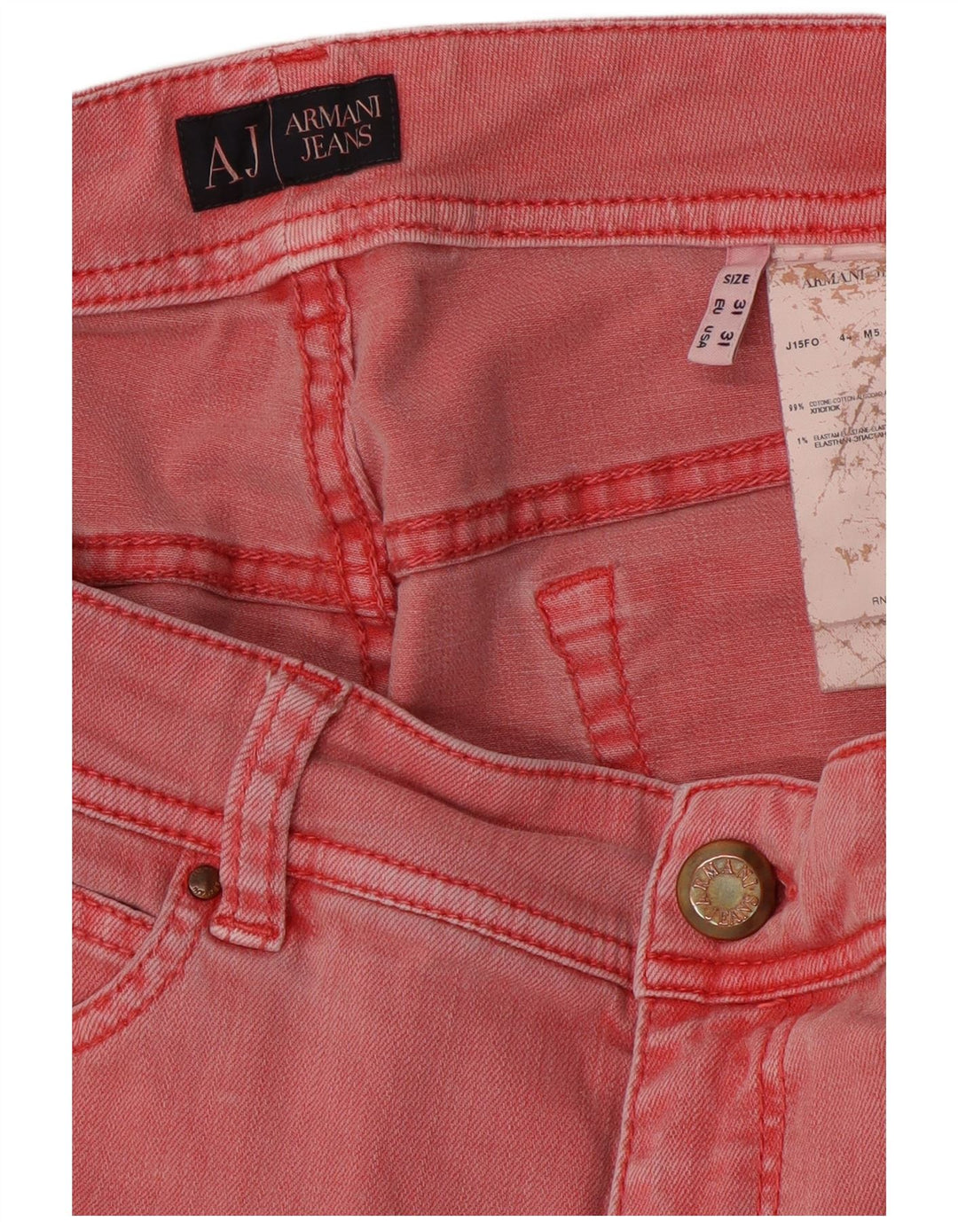 Jeans retos femininos Armani W31 L28 algodão rosa