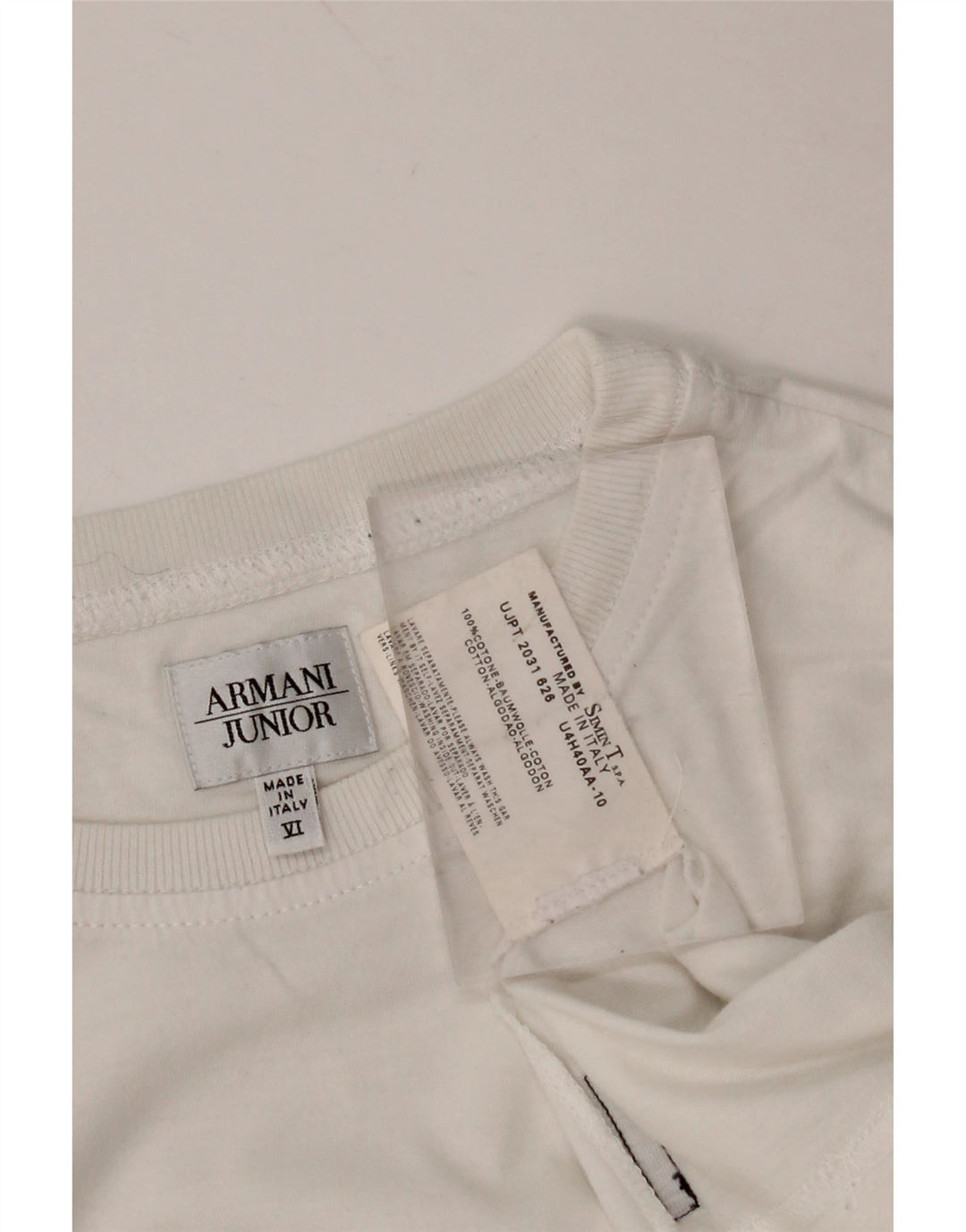 Camiseta gráfica ARMANI JUNIOR para meninos 11-12 anos algodão branco