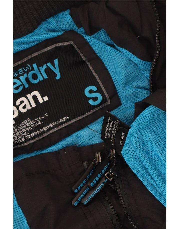 Jaqueta de chuva masculina Superdry com capuz UK 36 pequena nylon preto