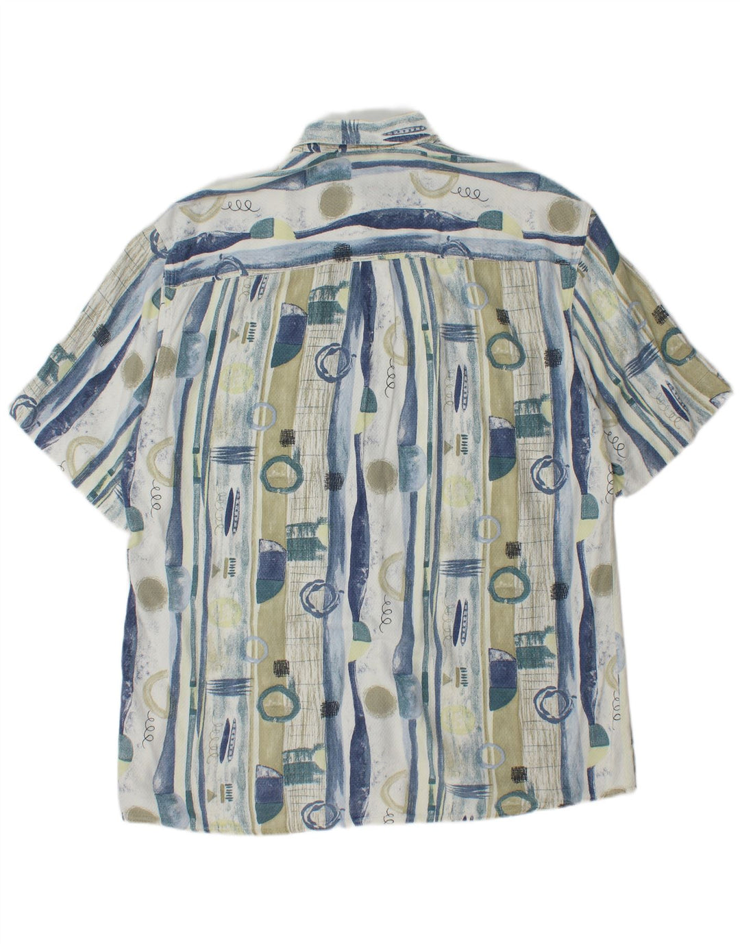 Camisa masculina VINTAGE Longline Abstract Pattern tamanho 41 grande azul