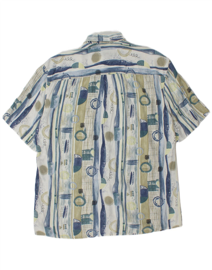 Camisa masculina VINTAGE Longline Abstract Pattern tamanho 41 grande azul