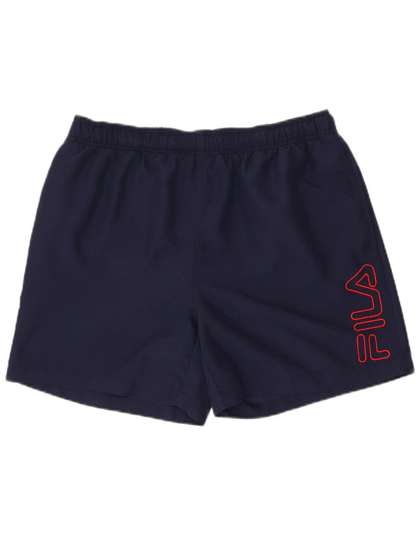 Shorts esportivos gráficos masculinos FILA poliéster azul marinho grande