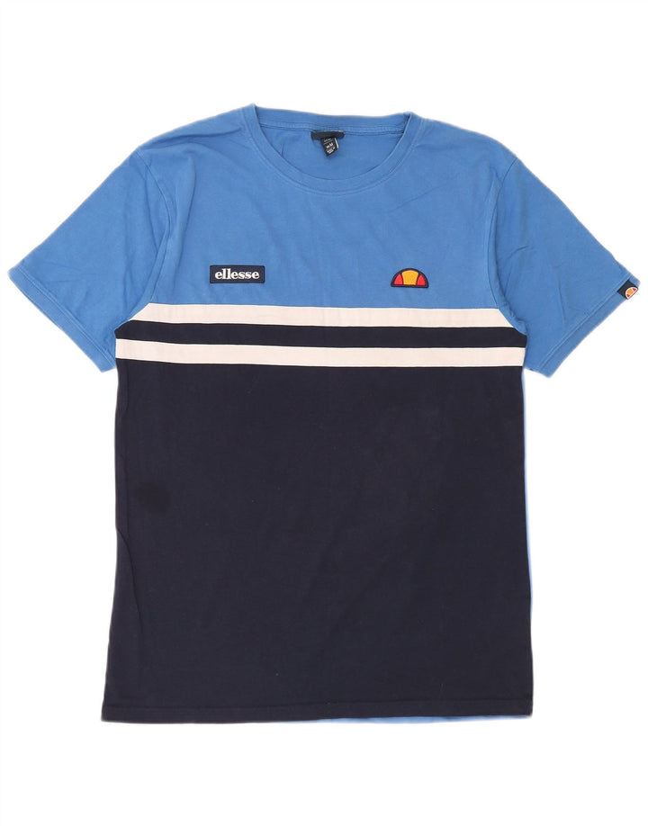 Camiseta masculina Ellesse Top médio azul marinho algodão colorblock