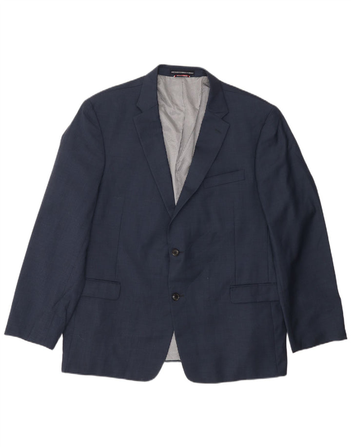 Jaqueta blazer masculina Tommy Hilfiger com 2 botões Reino Unido 46 3XL lã azul marinho