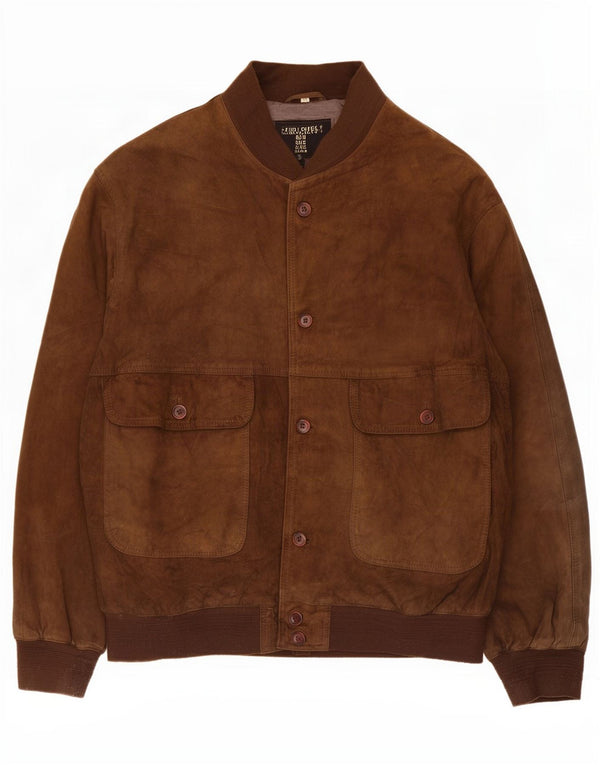 Jaqueta bomber masculina vintage de camurça IT 56 3XL couro marrom
