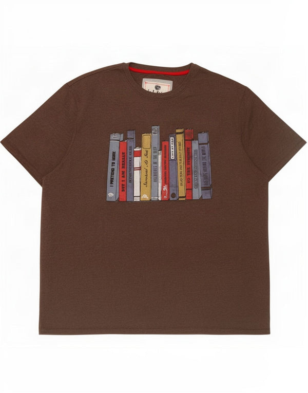 Camiseta gráfica masculina Fat Face Top 2XL algodão marrom