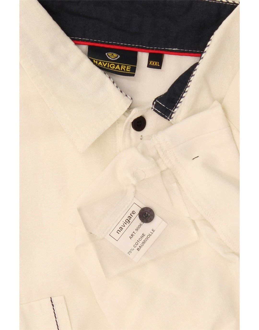 Pulôver masculino Navigare de manga curta 3XL algodão colorblock branco