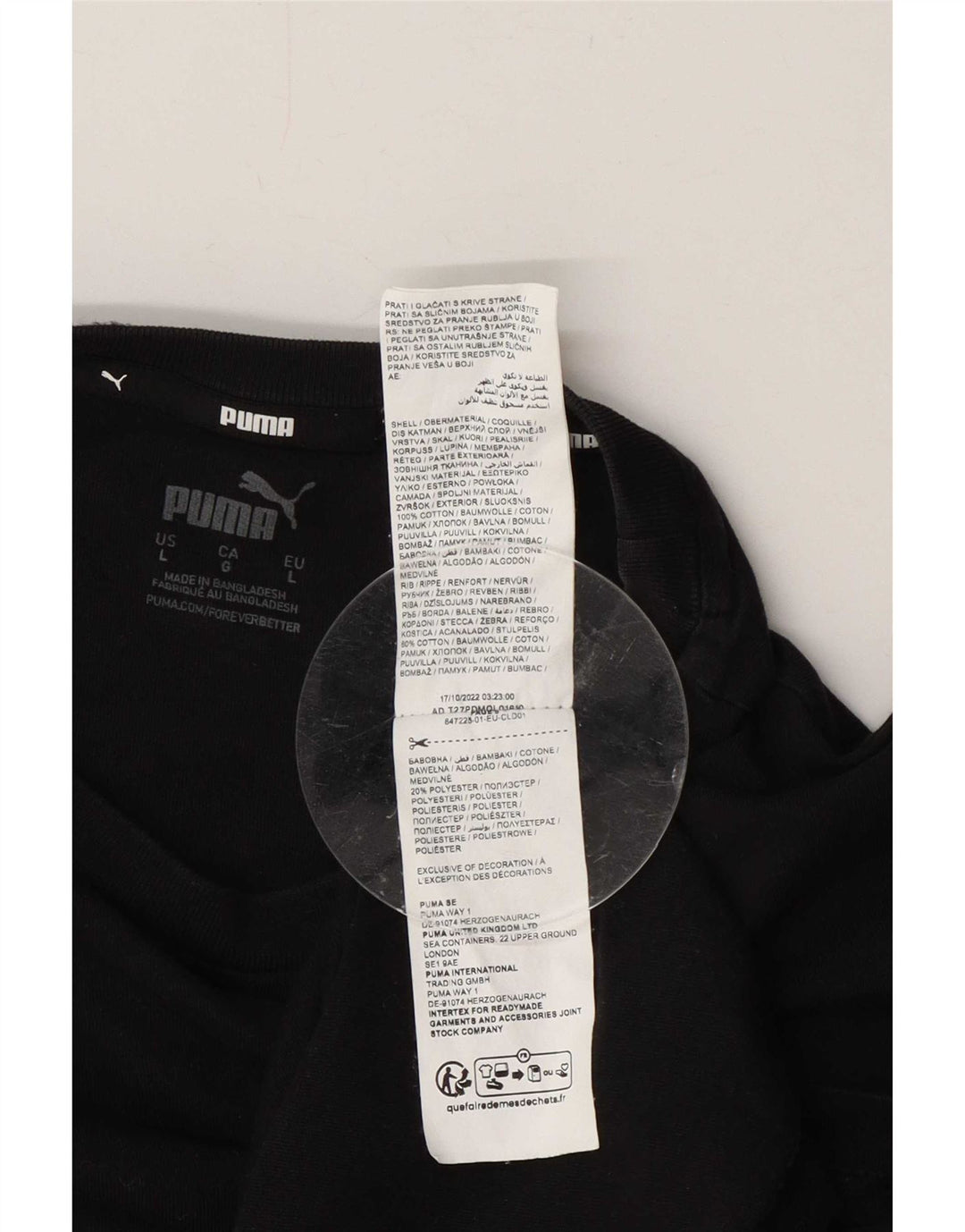 Puma Camiseta masculina regular Top grande de algodão preto