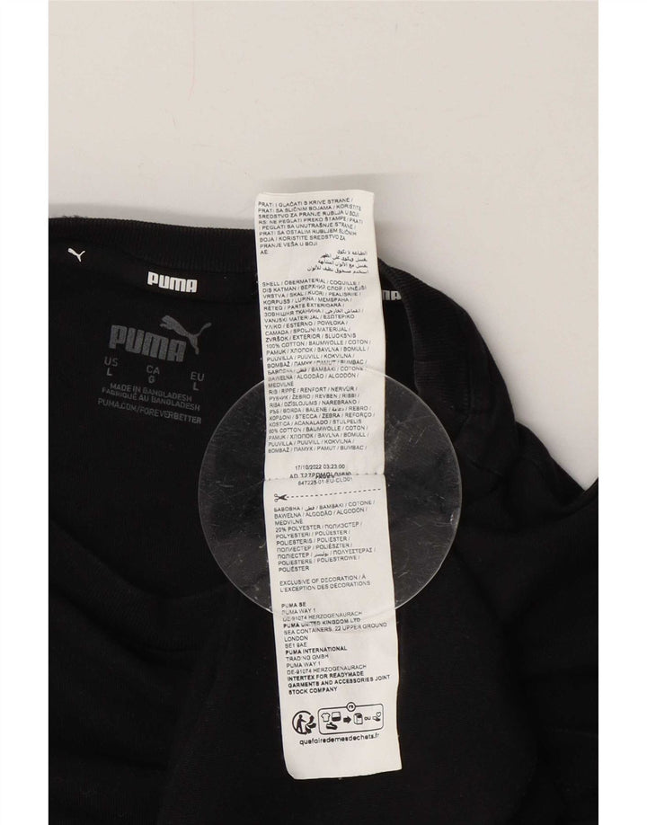 Puma Camiseta masculina regular Top grande de algodão preto