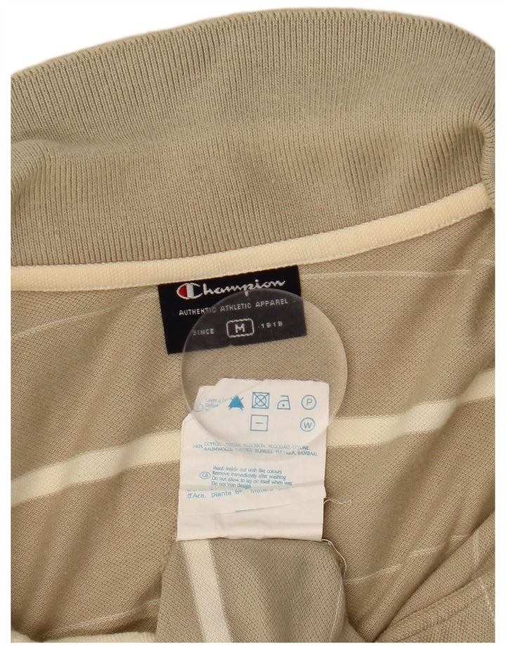Camisa polo masculina Champion médio bege listrado algodão