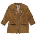 Jaqueta blazer feminina de couro manga 3/4 VINTAGE EU 44 XL cáqui