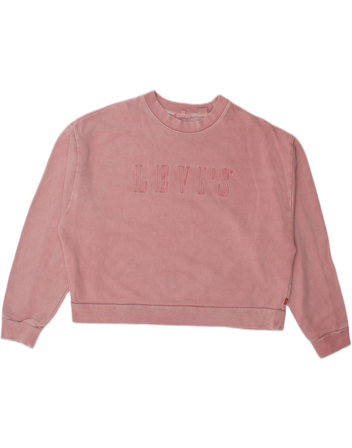 Levi's Womens Oversized Crop Graphic Moletom Jumper Reino Unido 14 Médio Rosa