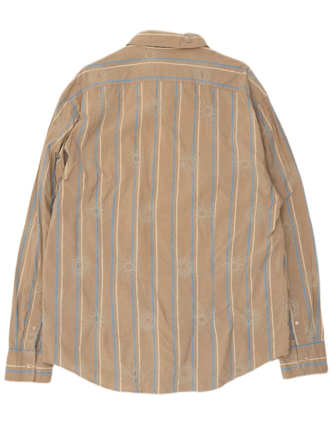 Camisa masculina Ted Baker tamanho 6 2XL algodão listrado bege