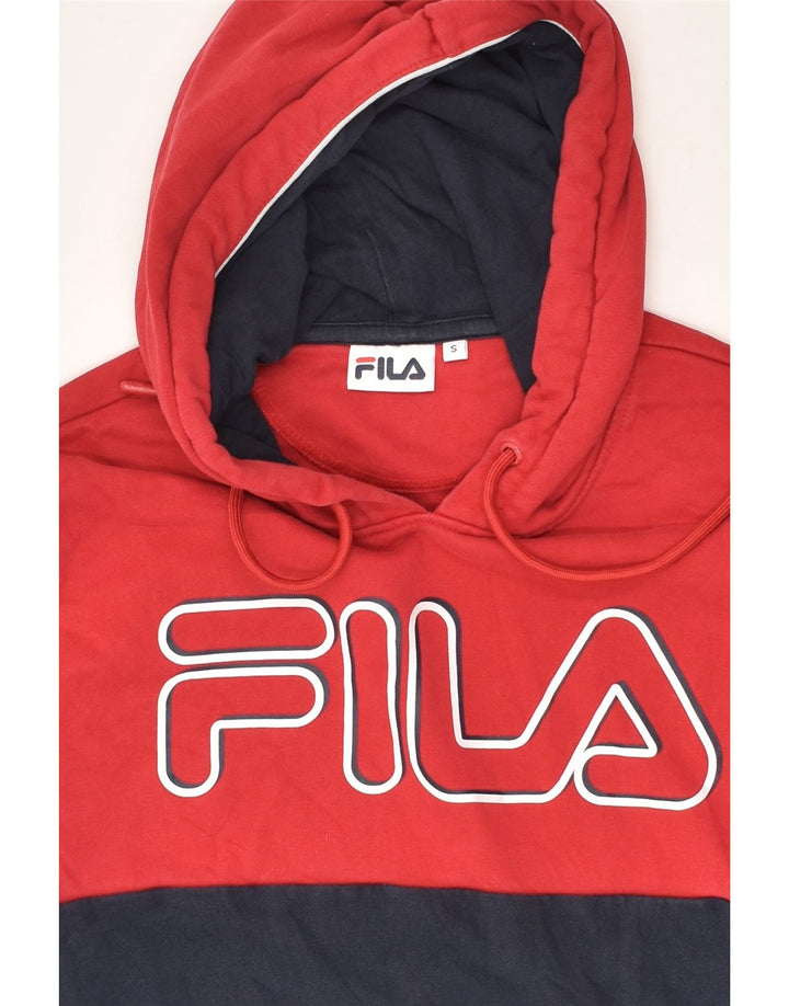 FILA Mens Graphic Hoodie Jumper Small Grey Colourblock Cotton | Vintage Fila | Thrift | Second-Hand Fila | Used Clothing | Messina Hembry 