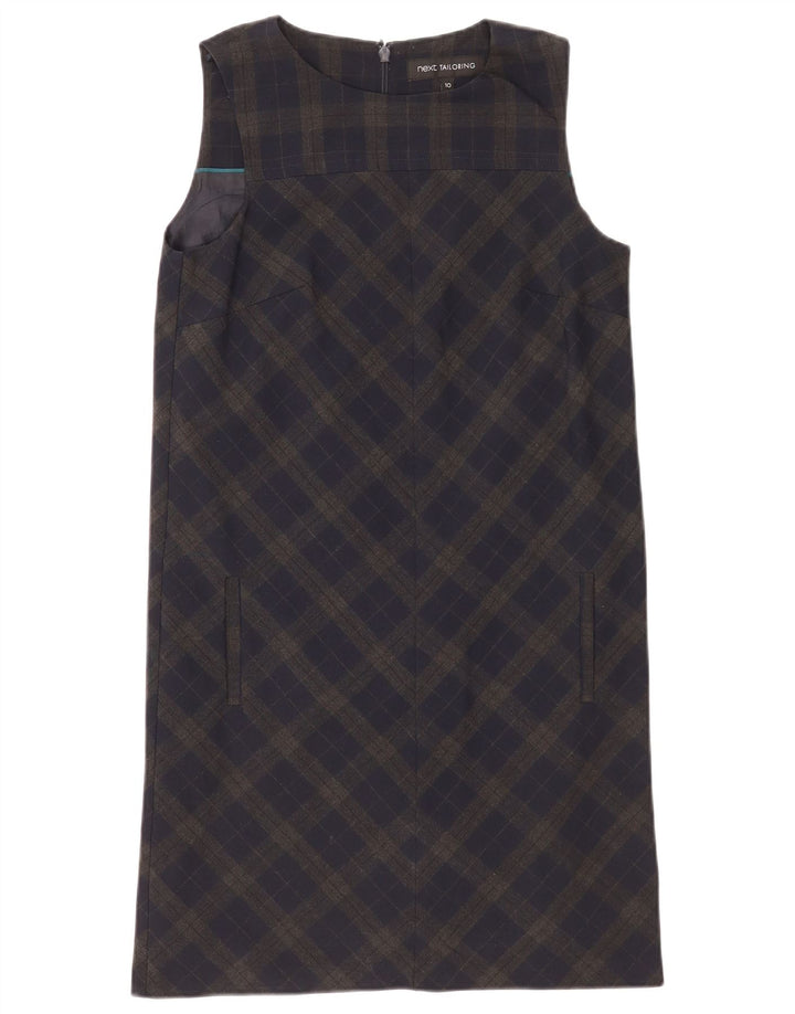 Próximo Vestido feminino sem mangas regular shift UK 10 pequeno xadrez verde