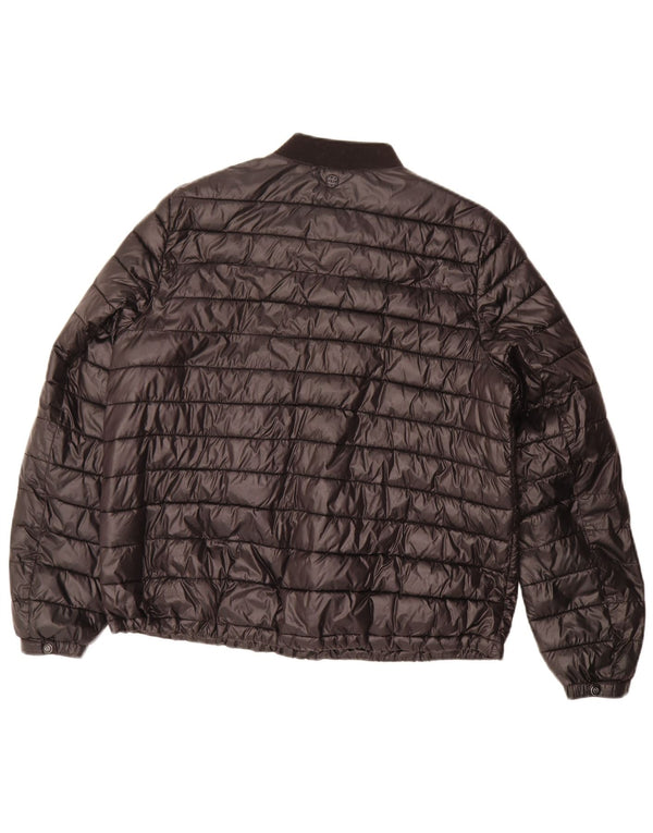 Jaqueta acolchoada feminina Massimo Dutti UK 16 grande poliéster preto