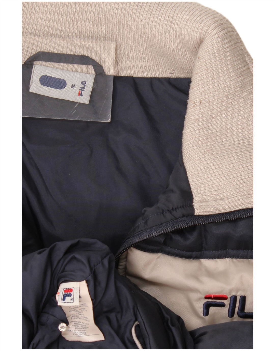 Fila Colete Masculino Acolchoado UK 38 Médio Azul Marinho Colourblock Poliamida