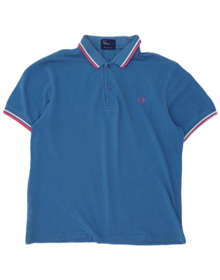 Camisa polo masculina Fred Perry grande algodão azul