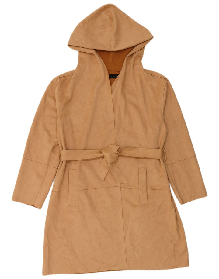 Sobretudo feminino Zara com capuz UK 18 XL bege