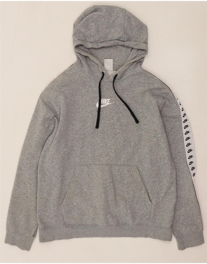 NIKE Mens Graphic Hoodie Jumper Médio Cinza Colourblock Algodão