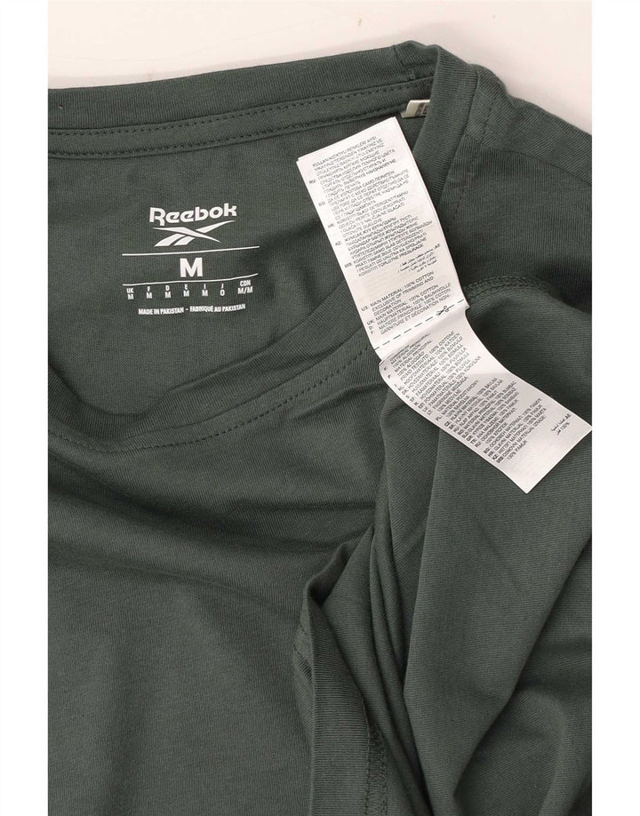 Camiseta gráfica masculina Reebok Top médio algodão verde