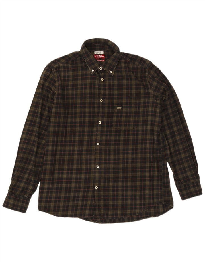 Camisa masculina de flanela Carrera Regular Fit XL cáqui xadrez algodão