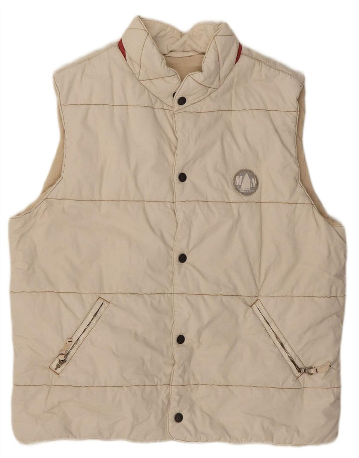 Colete masculino acolchoado gráfico MURPHY & NYE UK 44 2XL algodão bege