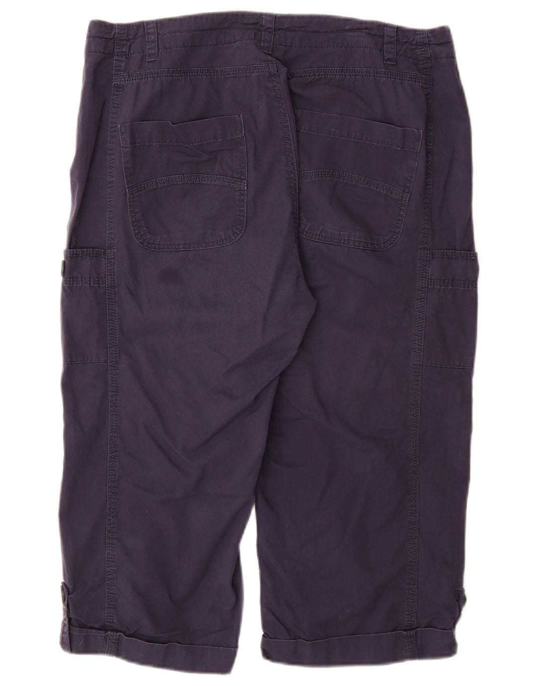 Calça capri feminina WEIRD FISH Reino Unido 14 grande W34 azul marinho algodão