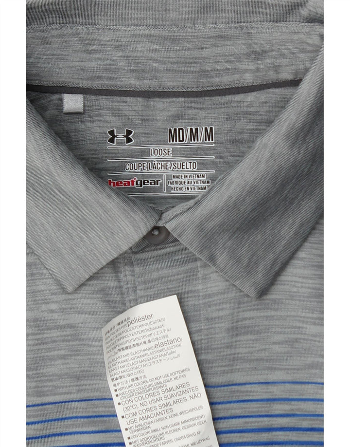 UNDER ARMOUR Camisa polo masculina Heat Gear cinza médio poliéster colorblock