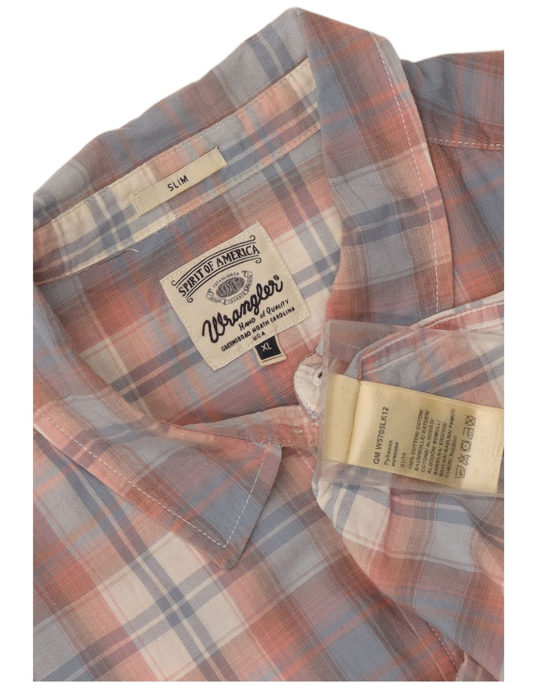 Camisa masculina Wrangler de manga curta slim XL azul xadrez algodão