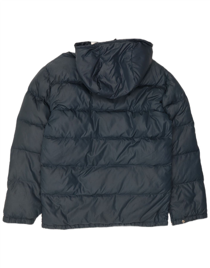 Jaqueta masculina acolchoada com capuz VINTAGE UK 38 azul marinho médio