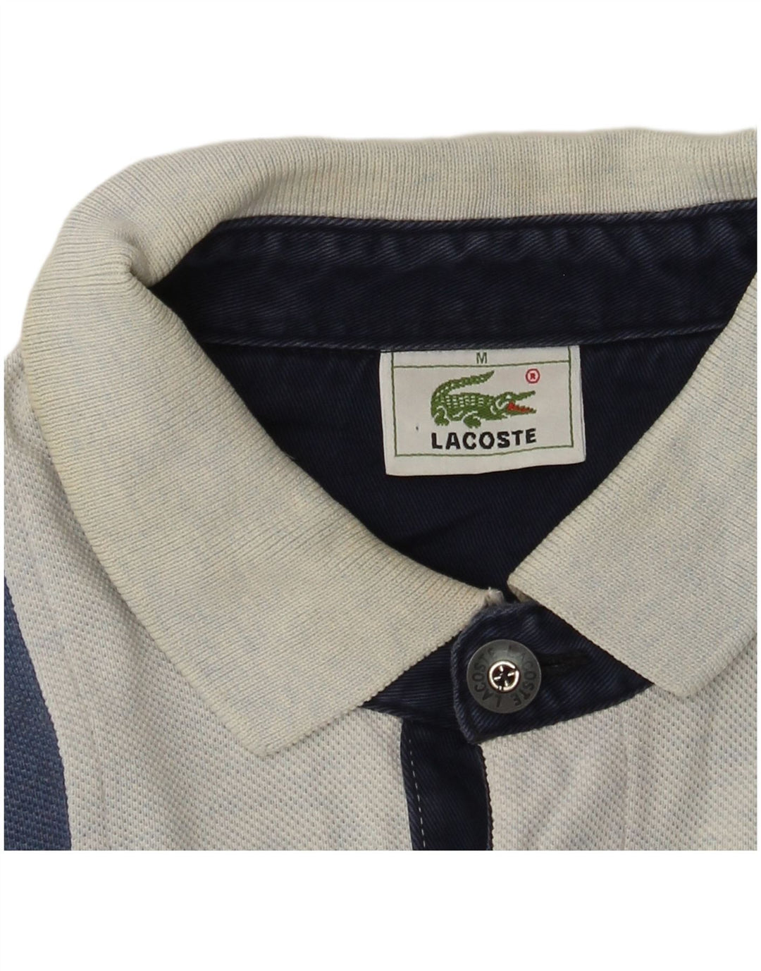 Camisa polo masculina de rugby de manga comprida Lacoste azul marinho médio colorblock