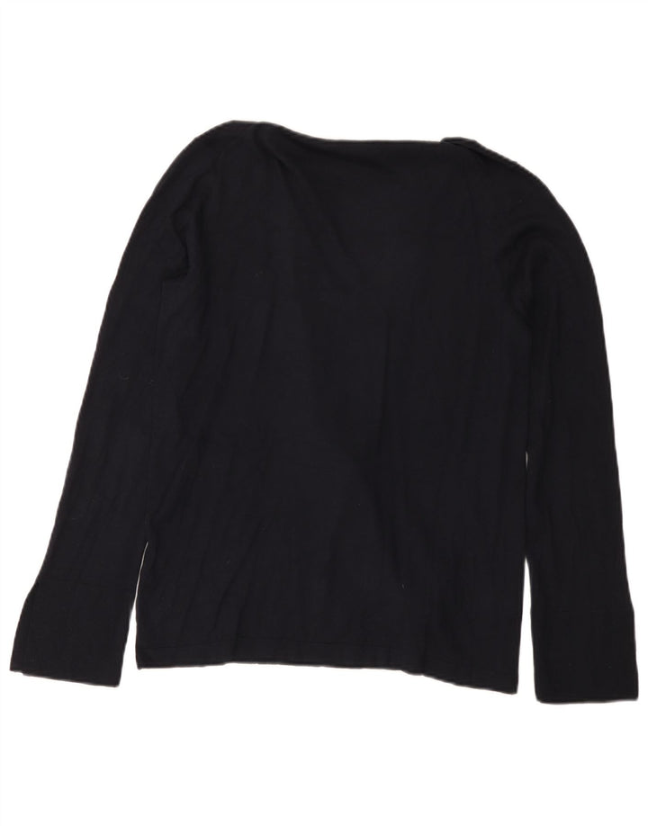 Suéter feminino Massimo Dutti com gola xale Reino Unido 12 médio azul marinho