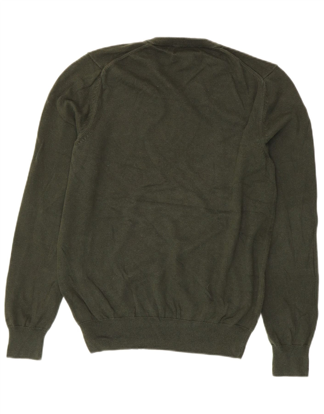Suéter masculino Marks & Spencer com gola redonda, pequeno algodão verde