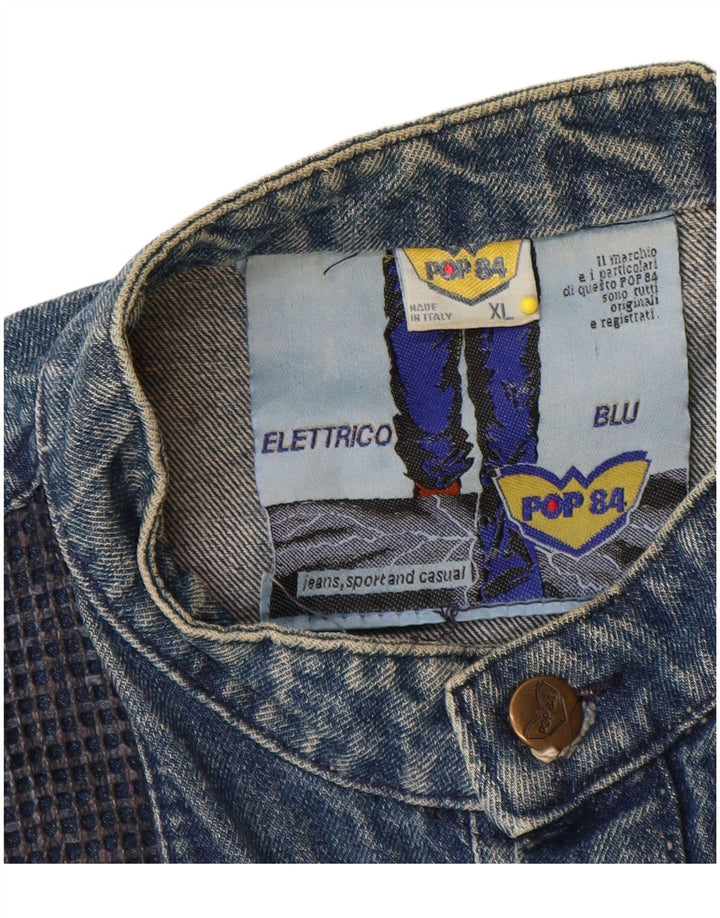 Jaqueta jeans masculina POP 84 UK 42 XL algodão azul