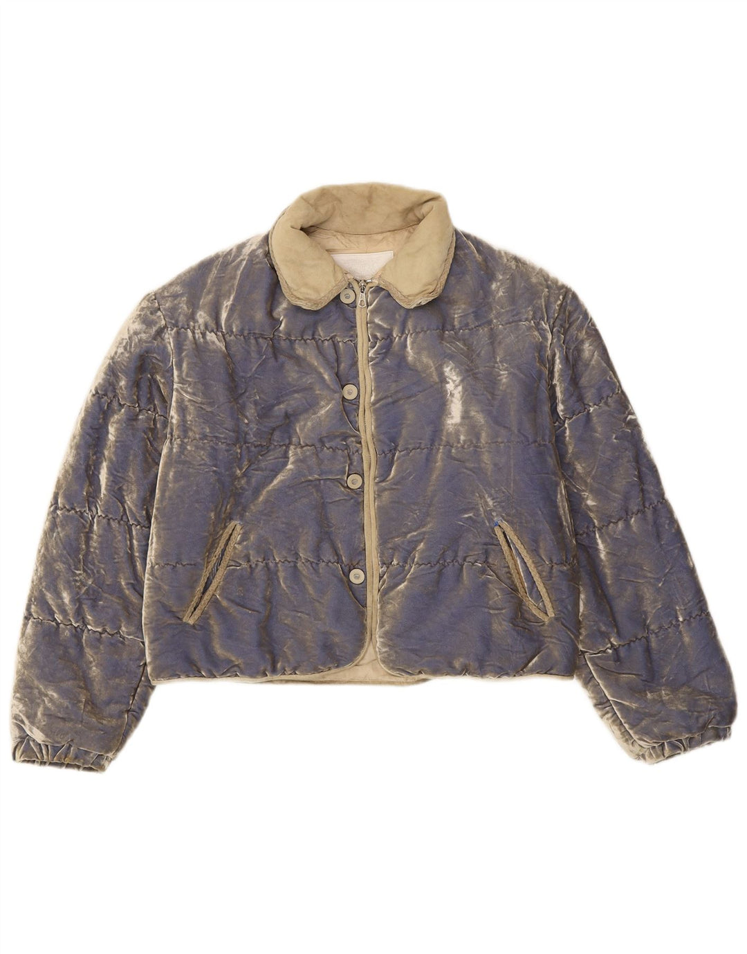 Jaqueta acolchoada de veludo feminina Cipriani IT 42 azul médio