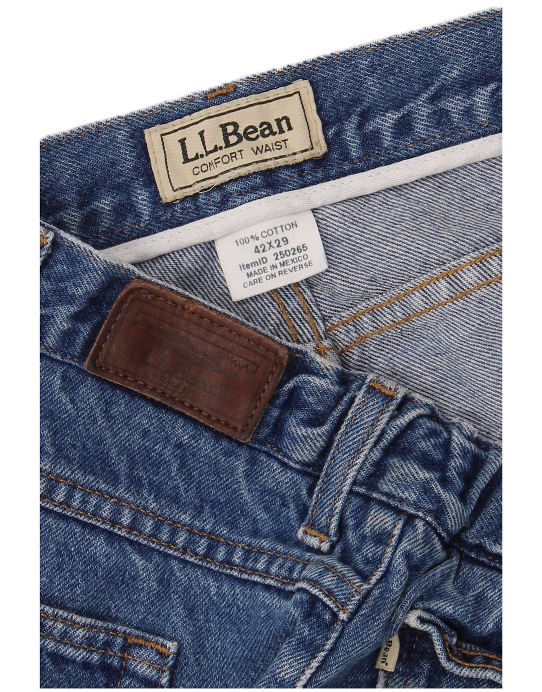 Calça jeans reta masculina L.L.BEAN W42 L29 algodão azul