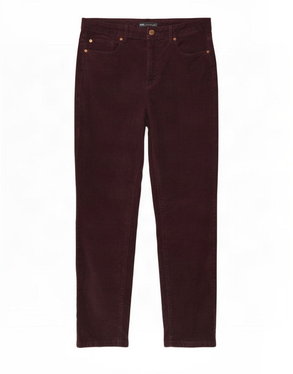 Calça feminina de veludo cotelê Marks & Spencer com cintura alta Reino Unido 14 grande W32 L27 bur