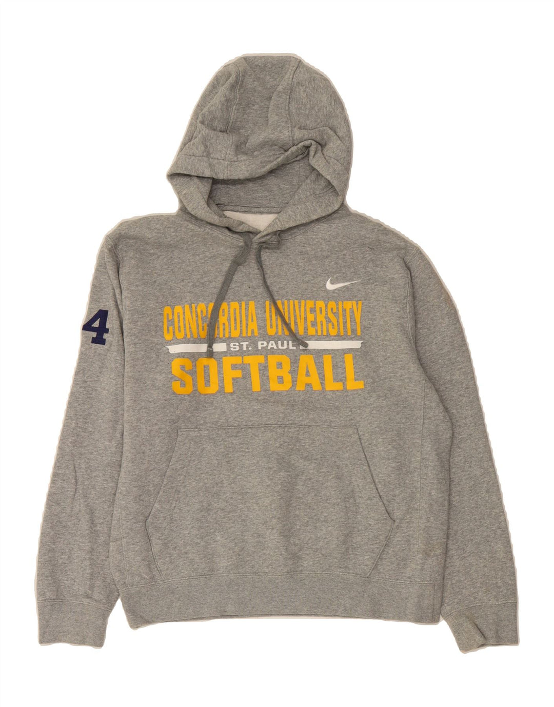 NIKE Womens Graphic Hoodie Jumper UK 16 Large Grey Cotton Vintage Nike and Second-Hand Nike from Messina Hembry 