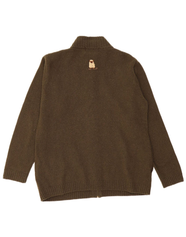 Suéter cardigã feminino Tulchan com estampa UK 14 lã cáqui média