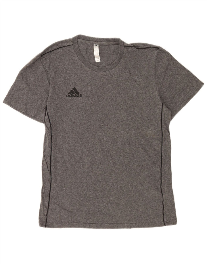 Adidas Mens Camiseta Top Pequeno Algodão Cinza