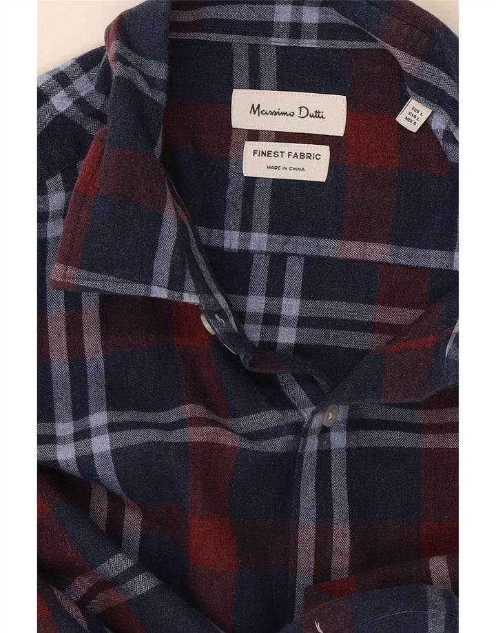 Camisa masculina Massimo Dutti grande xadrez azul marinho
