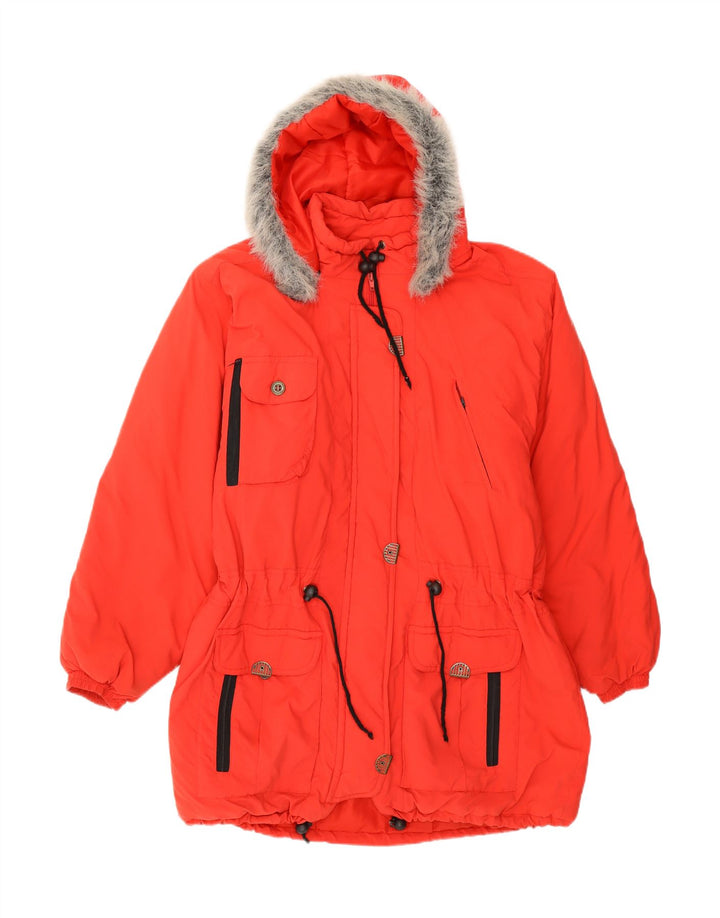 VINTAGE Womens Hooded Padded Jacket UK 16 Large Red Vintage Vintage and Second-Hand Vintage from Messina Hembry 