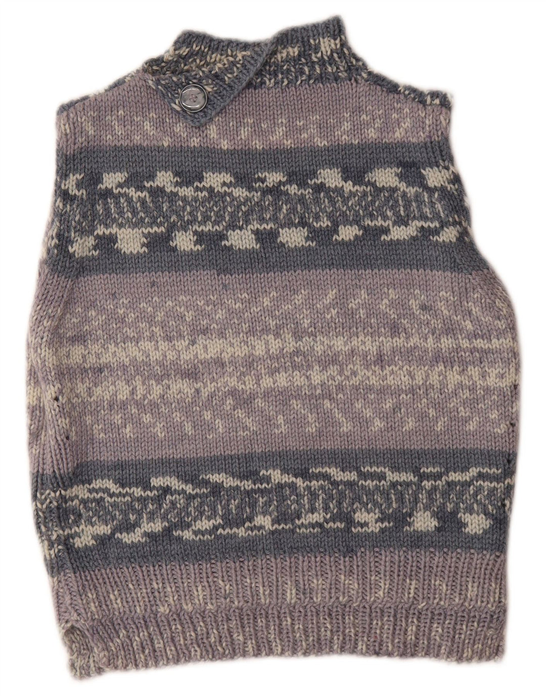 Colete feminino vintage regata UK 14 listrado cinza médio